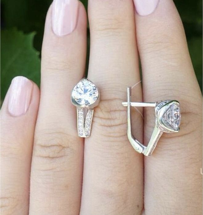 Сережки срібло 925 кульчики срібні родовані 2416