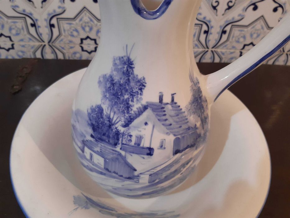 Jarro com bacia porcelana vintage, como novo