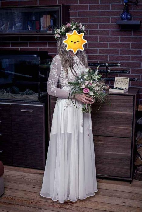 Suknia ślubna rustykalna/boho, r. 36/38 GALA