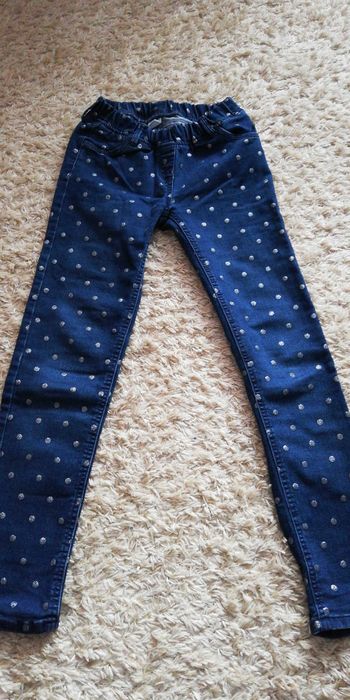 Jeansy dziewczęce w kropki rozmiar 146