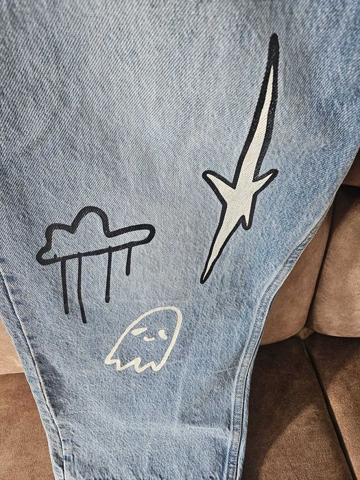 Spodnie jeansowe CROPP Super Baggy jasnoniebieskie przecierane roz 28/30