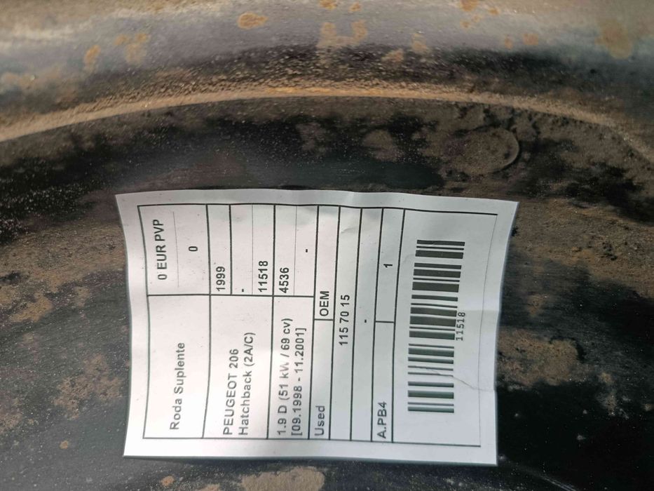 Pneu suplente PEUGEOT 206 (2A/C)