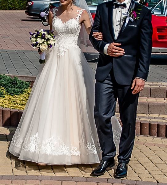 Suknia ślubna brzoskwiniowa r.34/36