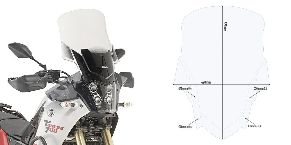 Yamaha Ténéré 700 T7 GIVI D2145ST Vidro Para-Brisas  Novo