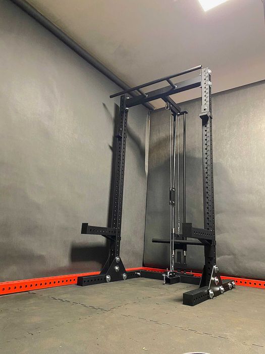 HALF RACK 80x80x3 + wyciąg góra dół + belki + haki / klatka siłownia