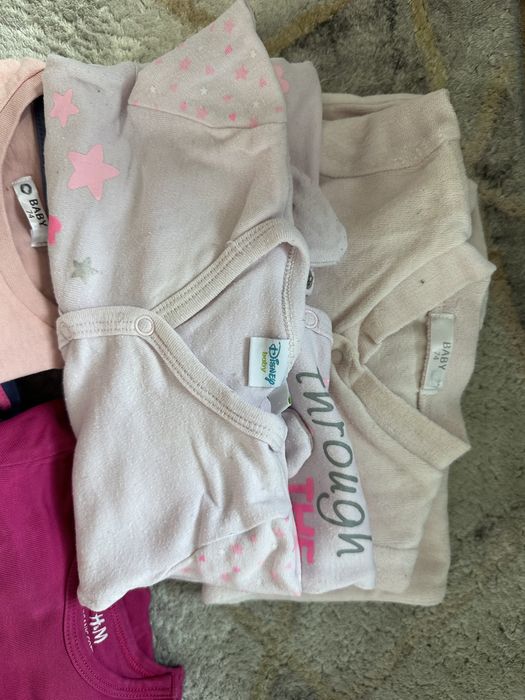 Paka ubrań dla dziewczynki 74 body pajace leginsy bluza