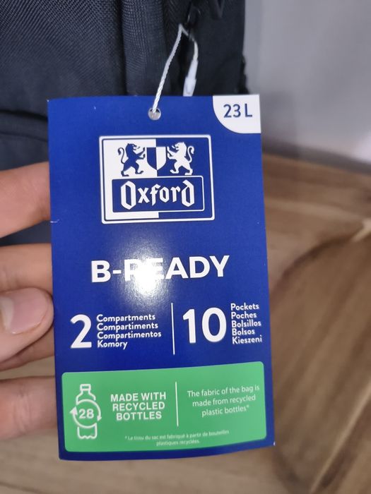 Nowy Plecak Oxford B-Ready Czarny + Pokrowiec Przeciwdeszczowy | Okazja!