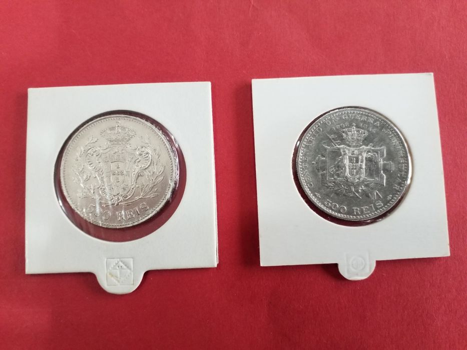 Moedas antigas em prata portuguesas.