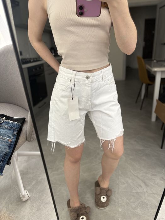 Білі шорти Zara середня посадка