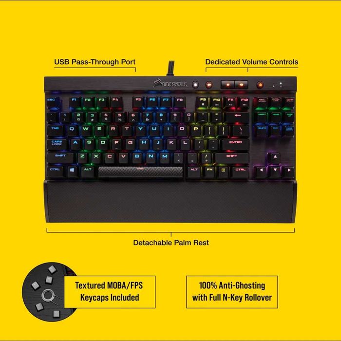 Teclado Mecânico Corsair K65 RapidFire RGB Cherry MX Speed