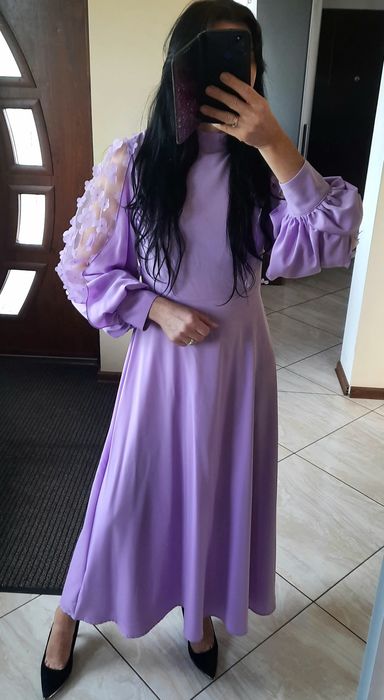 Sukienka długa balowa lilowa