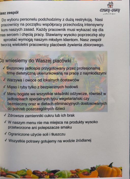 Oferta na żywienie dzieci w żłobkach i przedszkolach