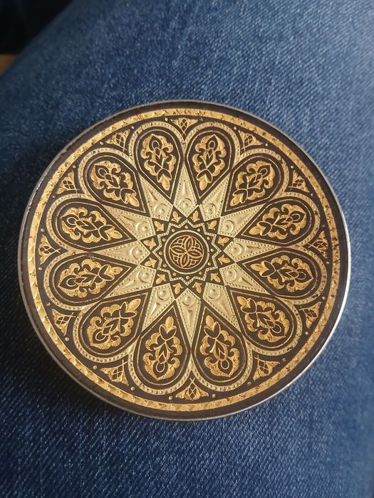 Prato toledo ouro damasquinado