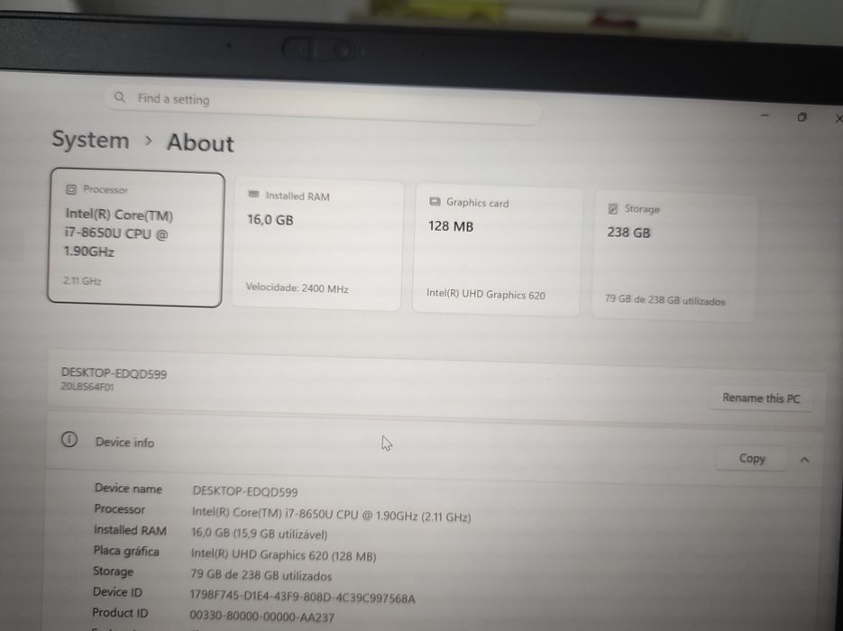 Computador Portátil  Lenovo T480S