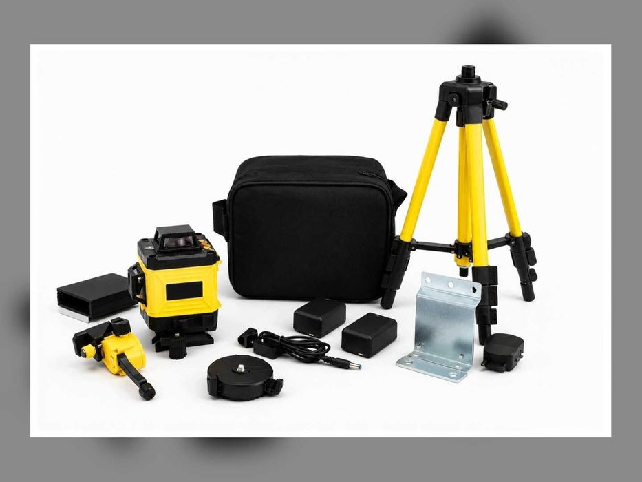 NOWA Poziomica Laserowa 360 Zielony Laser Samopoziomująca Statyw Pilot Walizka 25 M 0,2 Mm
