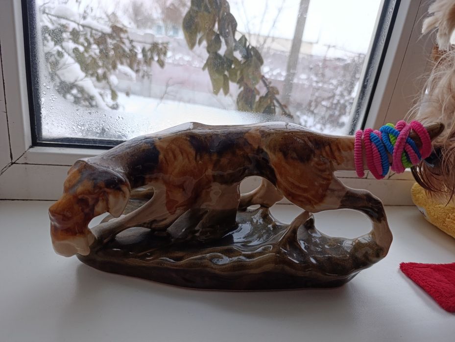 Фарфор Собака с дичью, майолика, 70-е гг