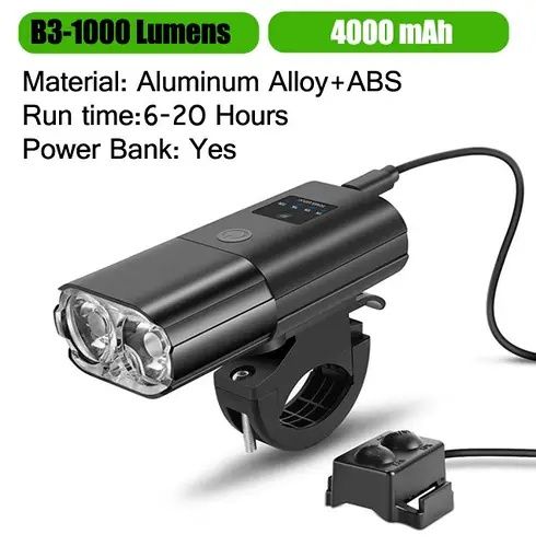 Велосипедний ліхтар фара, li-ion 4000mah, 2діод L2. PowerBank алюміній