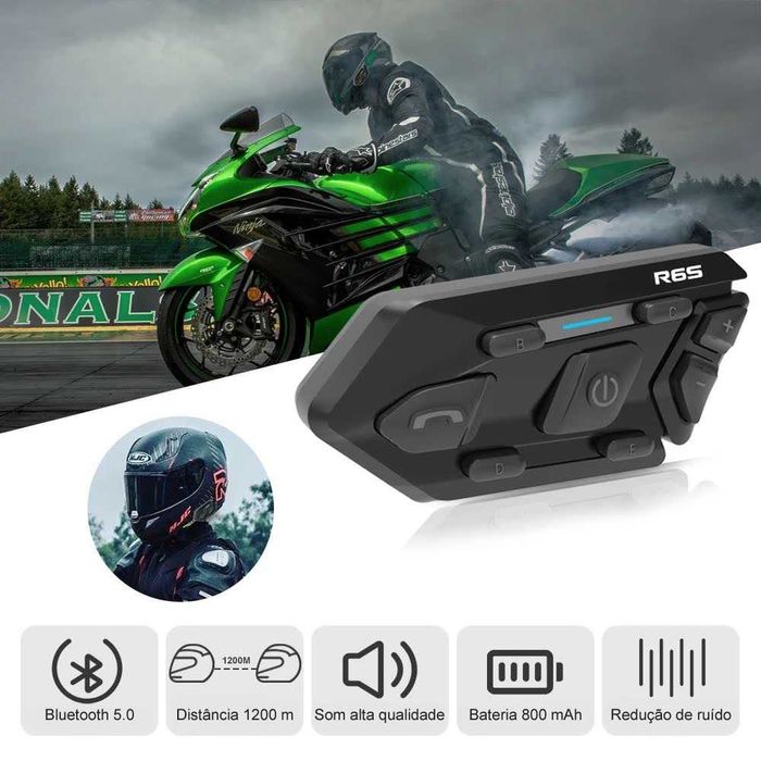 Intercomunicador Bluetooth 5.0 WAYXIN R6S — 6 Utilizadores | 1200 m