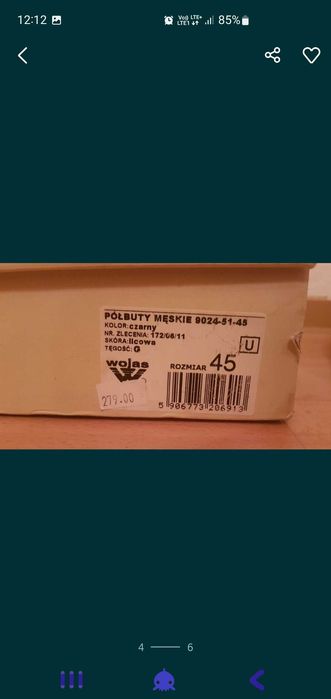 Wojas, buty skórzane czarne rozmiar 45