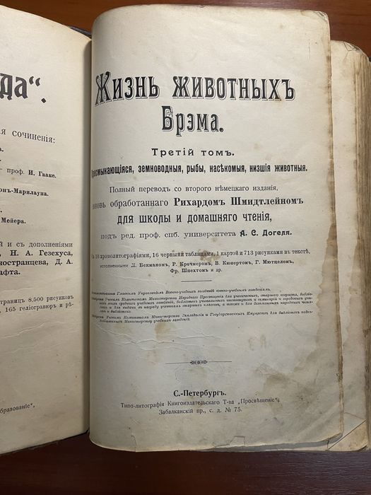 Книга «Жизнь животных Брэма» 1896 год 3 том