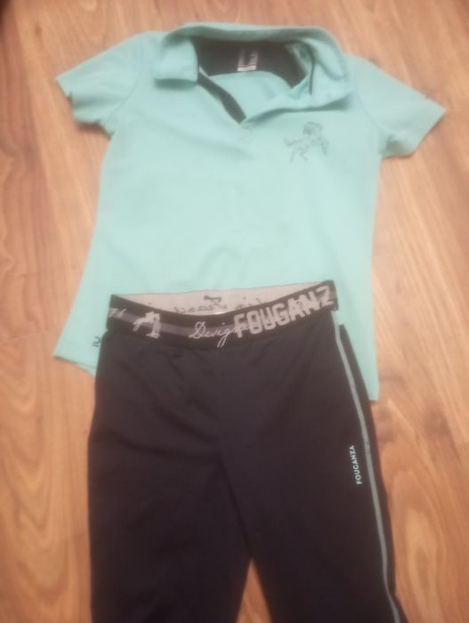 Fouganza bryczesy i koszulka 146 jazda konna