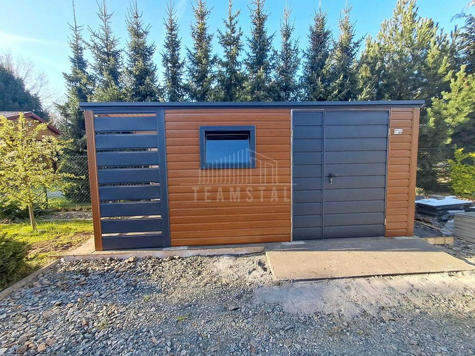 Schowek domek ogrodowy 4x2,5m + wiata 1m brama okno dach TS1102