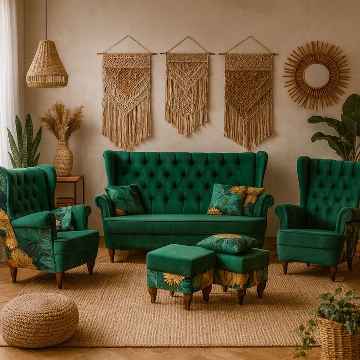 Sofa uszak 2os. , stylowa, na sprężynach, producent