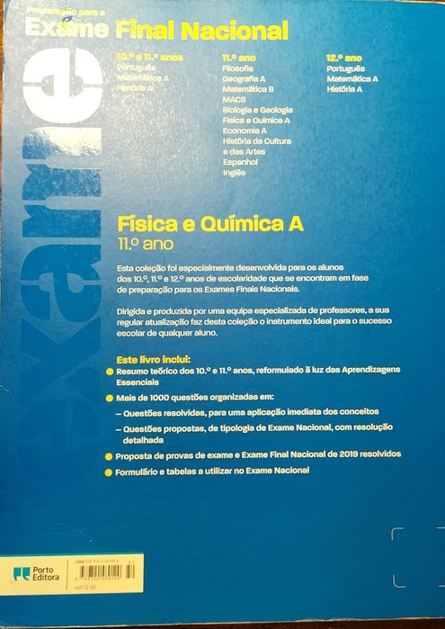 Livro de preparação para Exame de Físico-química.