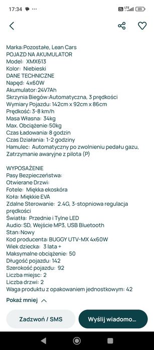 Duży samochód elektryczny na 24v
