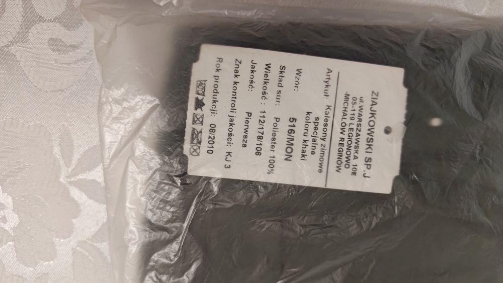Kalesony zimowe specjalne kolor khaki, rozmiar 112/178/106