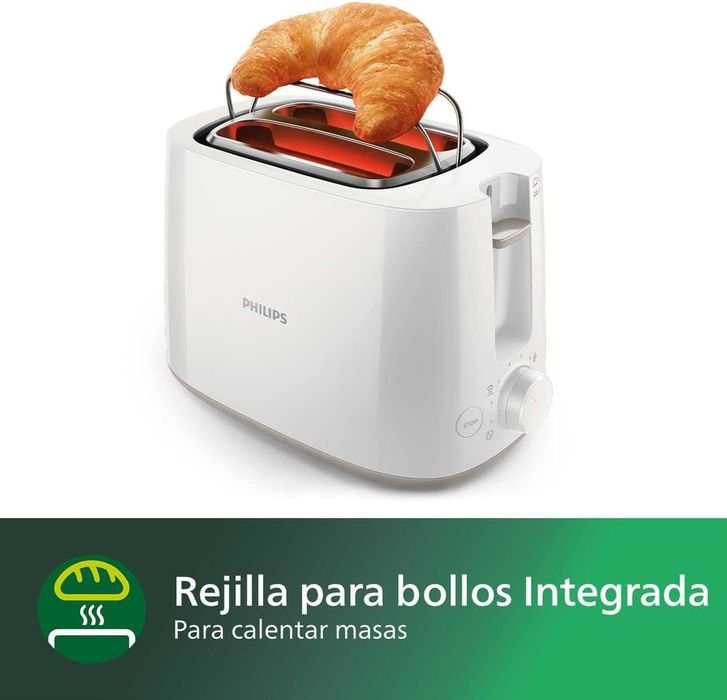 Torradeira Philips - 2 fatias, 8 posições, suporte para aquecer pão