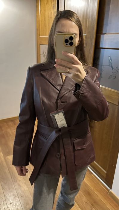 Kurtka marynarka z paskiem skóra naturalna XL nowa z metkami