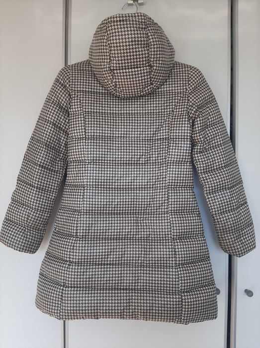 Benetton puchowy płaszcz zimowy pepitka 10-11 lat