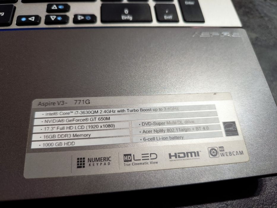 Ноутбук Acer Aspire V3-771G i7 3630QM SSD 240