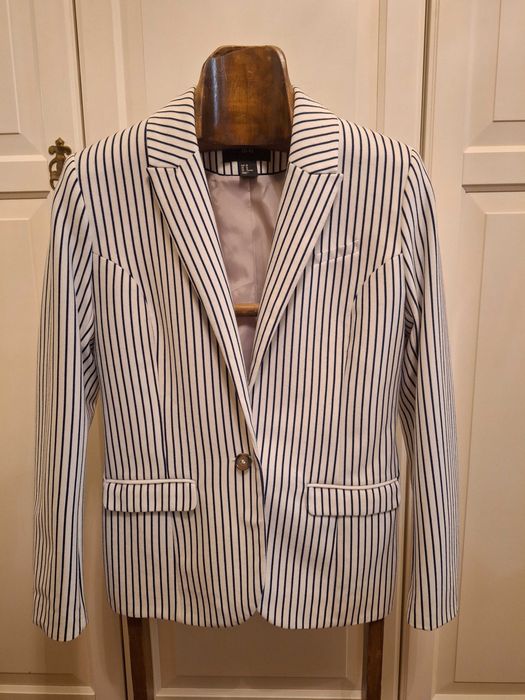 Blazer Branco com riscas azuis mulher H&M, L / 40 / 12