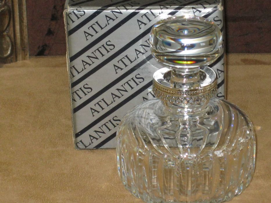 Frasco Cristal ATLANTIS C/Prata Maciça de Lei 925``mil. Contrastada