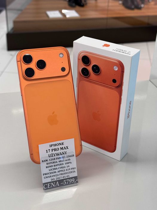 iPhone 17 Pro Max 256GB Bat 100% Topcase Vivo *Raty 0%*