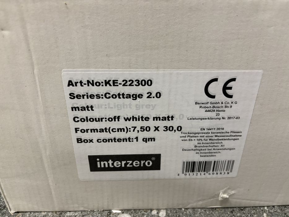 Płytki Barwolf Cottage 2.0 off white 7,5x30cm matt białe 1m2