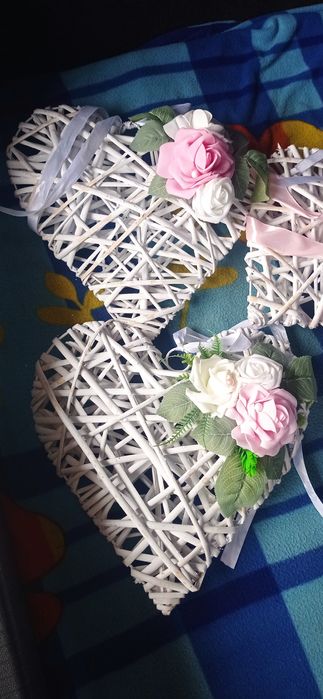 Dekoracja ślub, wesele Serca rattanowe