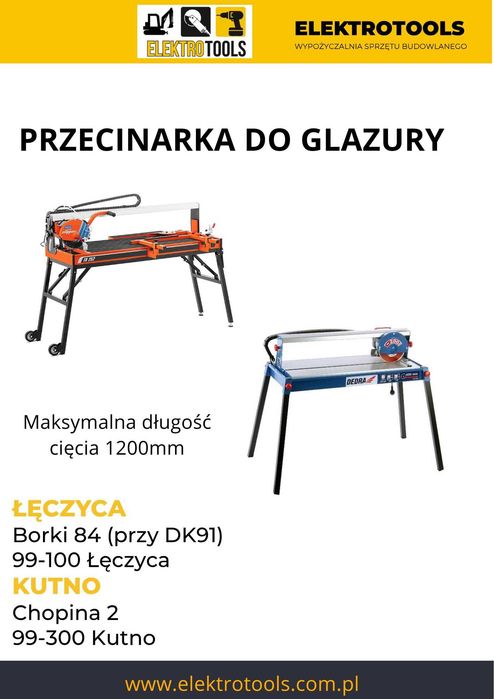 Przecinarka do gresu, maszyna do cięcia płyt tarasowych  WYNAJEM