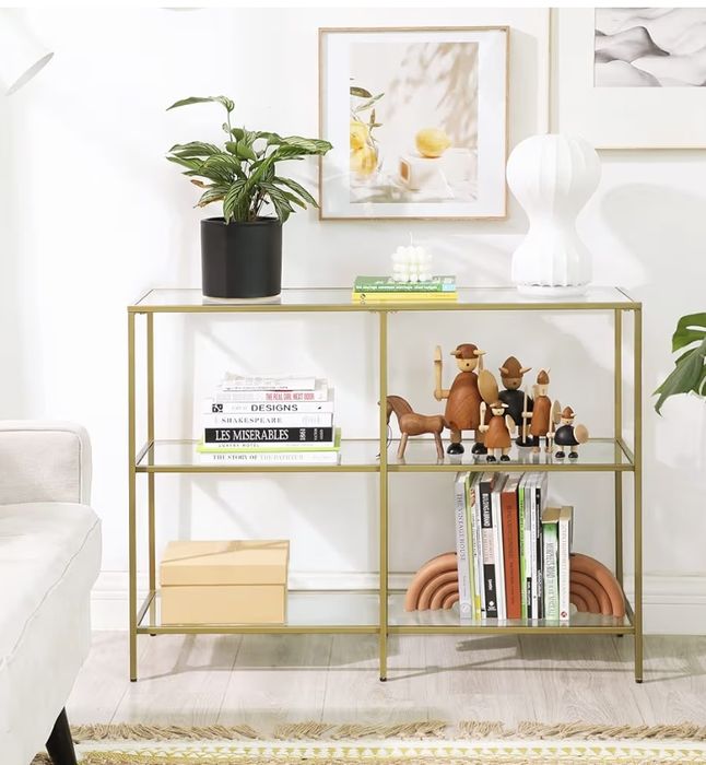 Złota szklana konsola Songmics