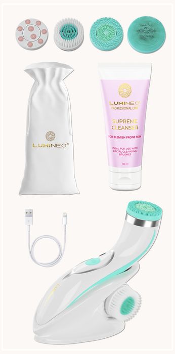 Szczoteczka Brush Pro Lumineo 4 Końcówki + Żel Do Skóry Problematycznej  Turkusowa Lumineo