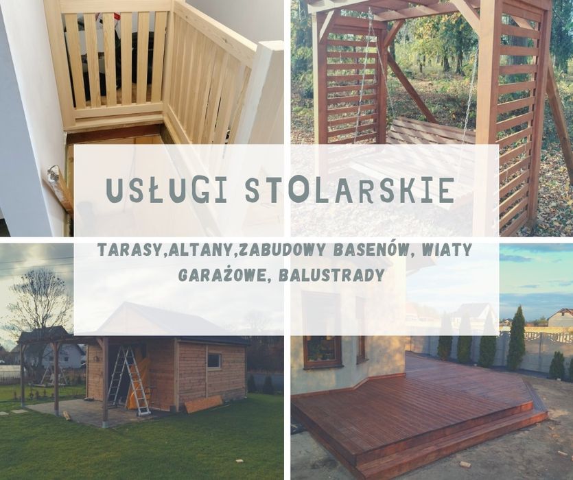 Wiaty garażowe ,altany ,pergole ,balustrady,tarasy