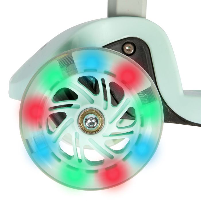 Seledynowa balansowa hulajnoga składana trójkołowa z kołami LED