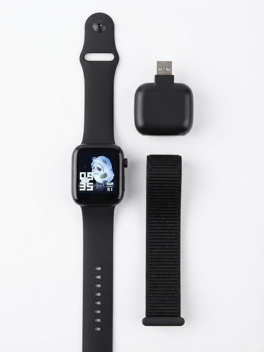 Smartwatch Preto com Pulseira Extra e Carregador