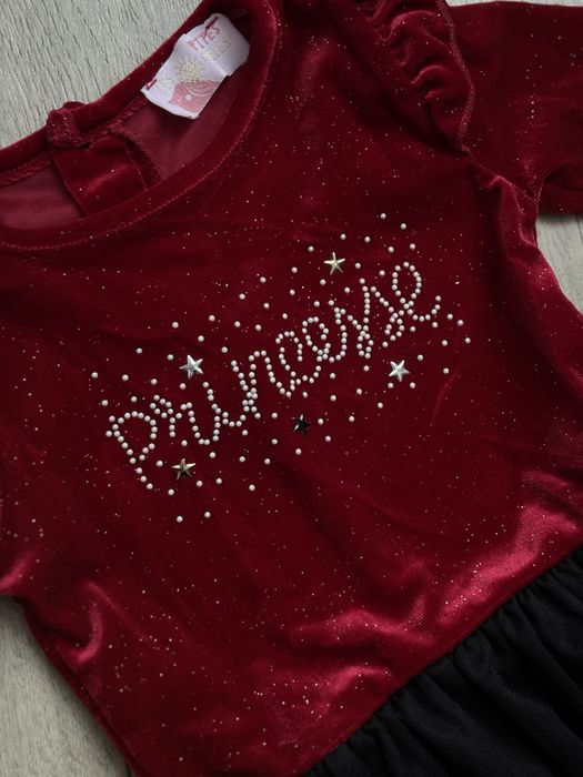 Бодік та сукня велюровий червоний для фотосесії 68-74 розмір