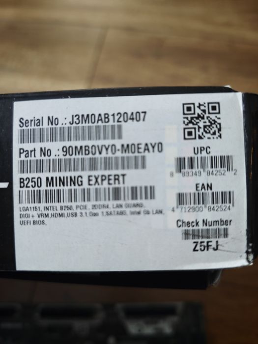 ASUS B250 Mining Expert i3 6100 RAM DDR4 4GB zestaw mining