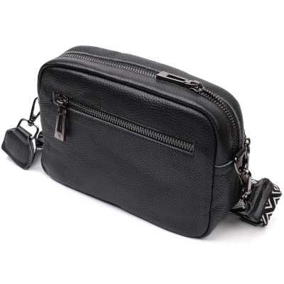 Шкіряна жіноча сумка крос-боді Vintage (чорна) – Натуральна шкіра