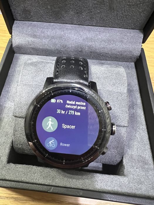 Smartwatch Amazfit Stratos 2 Plus szafirowe szklo skórzany pasek