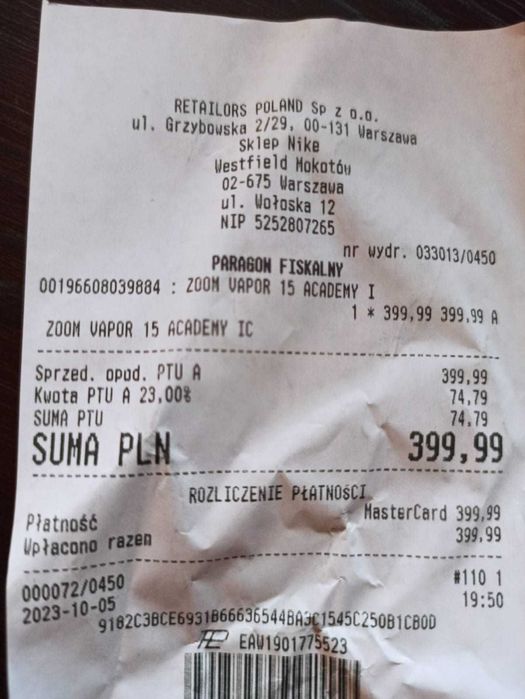 Buty halówki Nike zoom vapor 15 academy ic rozmiar 42, założone 2 razy